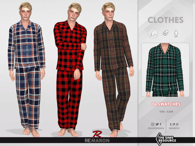 Sims 4 Pajamas Shirt 01 for Male Sim by remaron at TSR