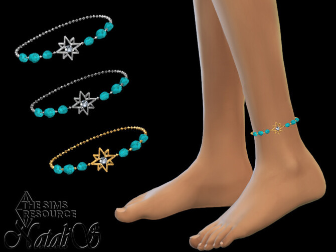 Sims 4 Starry turquoise gem anklet by NataliS at TSR