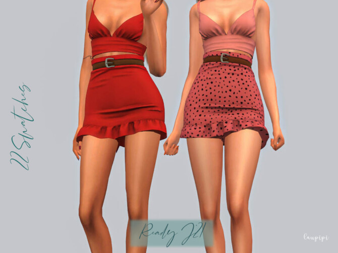 Sims 4 Ruffle Skirt with Belt BT426 by laupipi at TSR