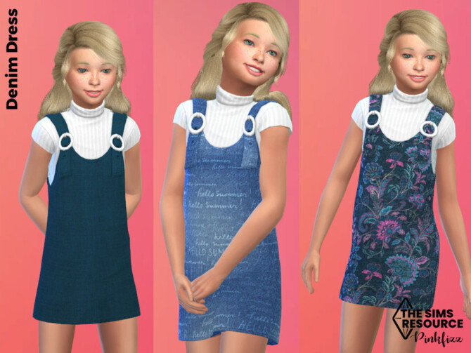 Sims 4 Denim Dress by Pinkfizzzzz at TSR