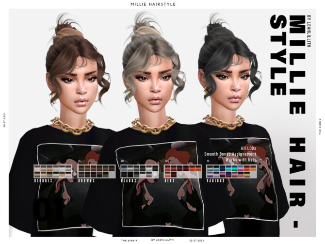 Sims 4 Millie Hairstyle by LeahLillith at TSR