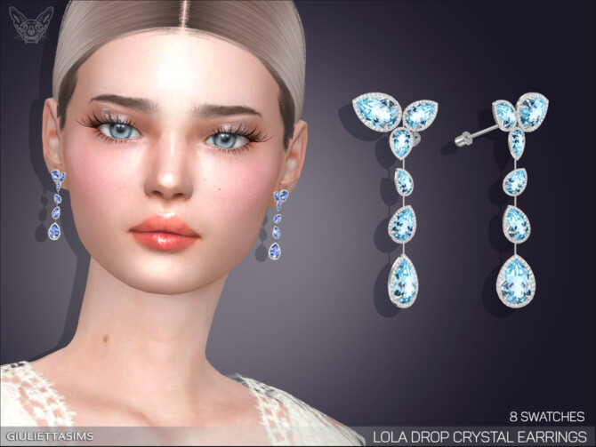 Sims 4 Lola Drop Crystal Earrings by feyona at TSR