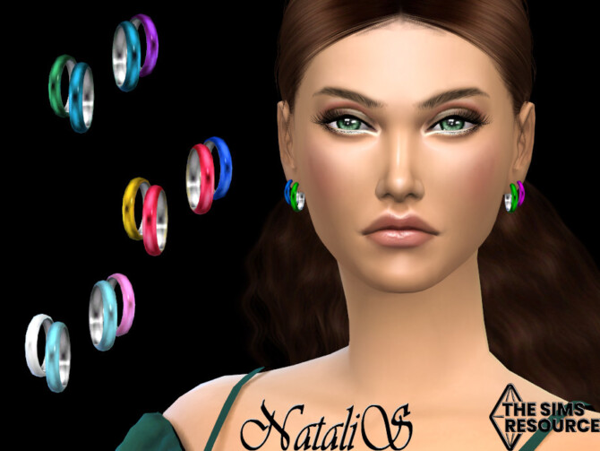 Sims 4 Multicolor tiny hoop earrings by NataliS at TSR