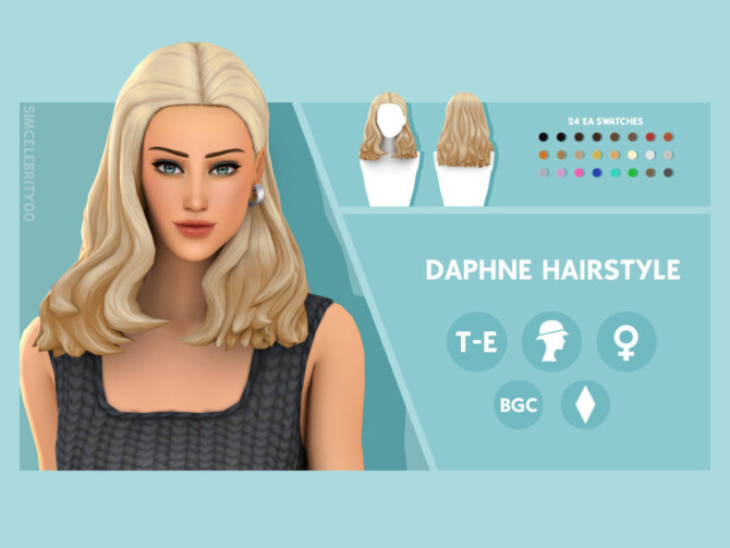 Sims 4 Daphne Hairstyle by simcelebrity00 at TSR