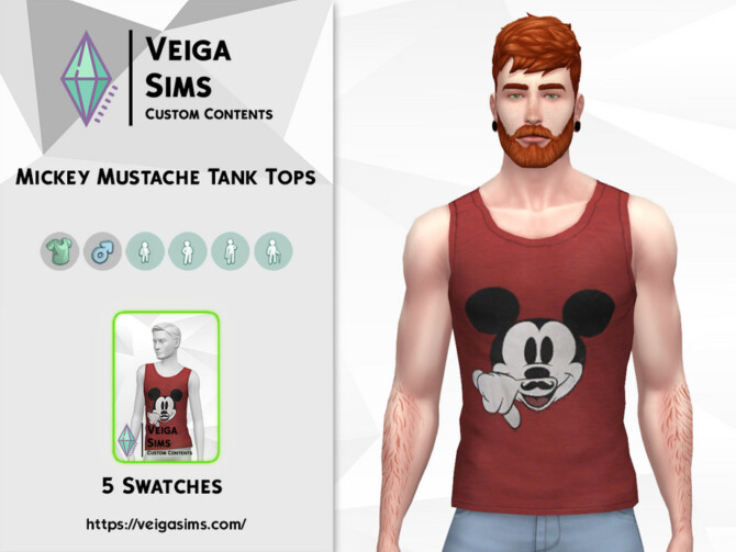 Sims 4 Mickey Mustache Tank Tops by David Mtv at TSR