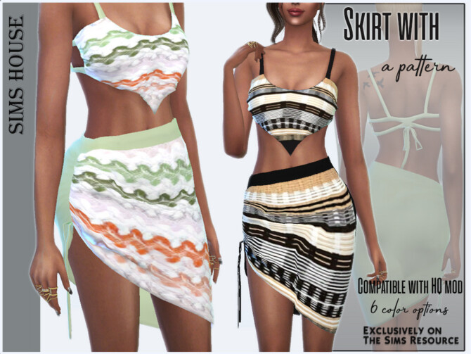 Sims 4 Skirt with a pattern by Sims House at TSR