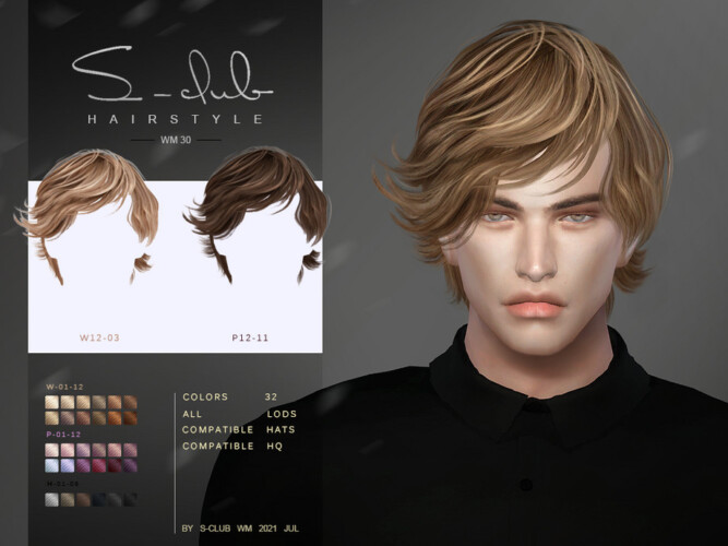 Short curls hair for men/women (LEON) by S-Club at TSR » Sims 4 Updates