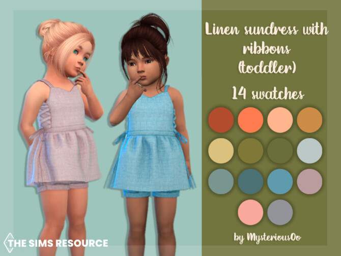 Sims 4 Linen sundress with ribbons Toddler by MysteriousOo at TSR