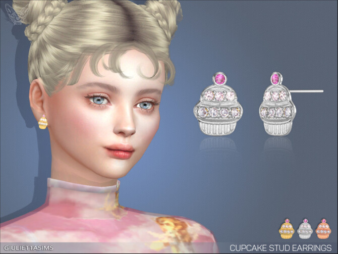 Sims 4 Cupcake Stud Earrings by feyona at TSR