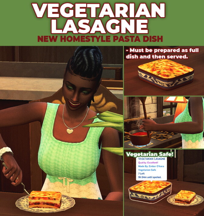 Sims 4 Vegetarian Lasagne Custom Recipe at Mod The Sims 4