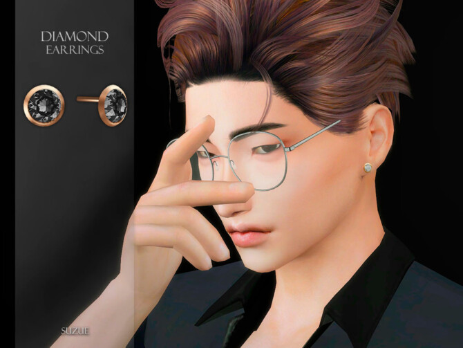 Sims 4 Diamond Earrings by Suzue at TSR