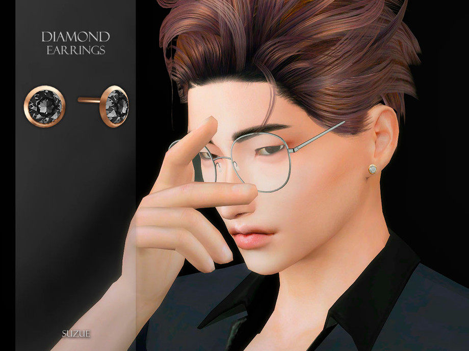 Diamond Earrings by Suzue at TSR » Sims 4 Updates