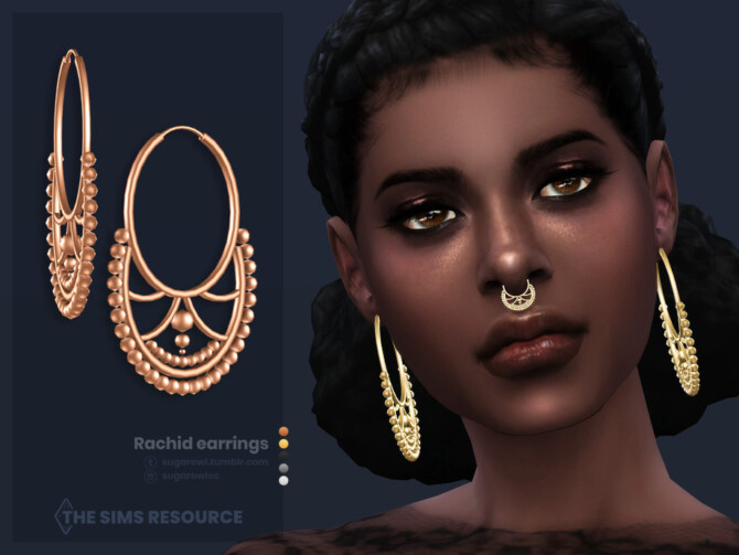 Sims 4 Rachid earrings by sugar owl at TSR