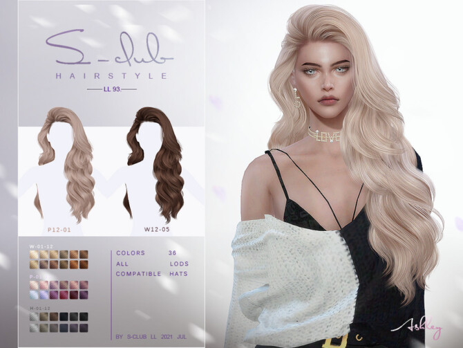 Sims 4 Long curly hairstyle for female by S Club at TSR