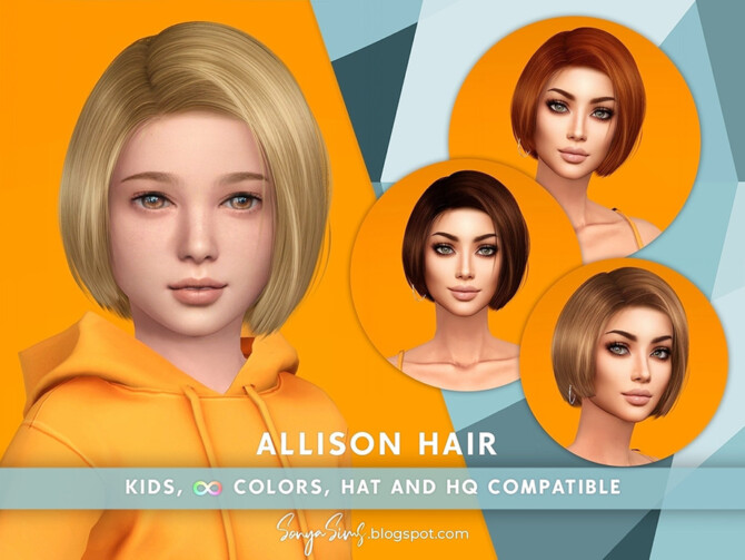 Sims 4 Allison Hair for KIDS by SonyaSimsCC at TSR