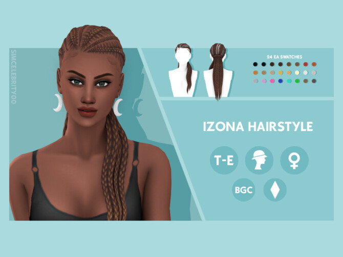 Sims 4 Izona Hairstyle by simcelebrity00 at TSR