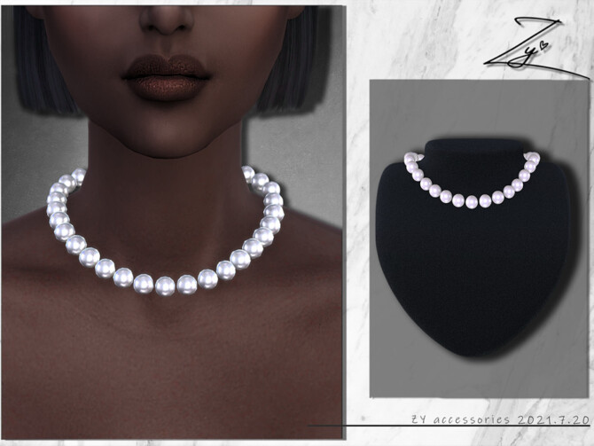 Sims 4 Pearl Necklace by Zy at TSR
