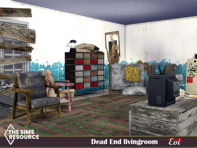 Sims 4 Dead End livingroom by evi at TSR