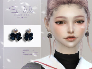 Cute Pearl bow earrings by S-Club at TSR