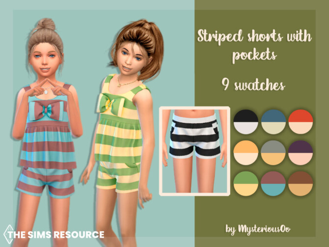 Sims 4 Striped shorts with pockets by MysteriousOo at TSR