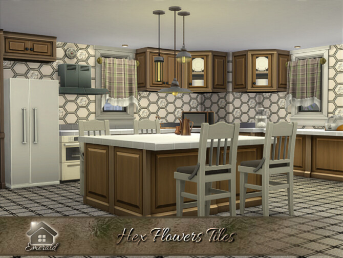 Sims 4 Hex Flowers Tiles by emerald at TSR