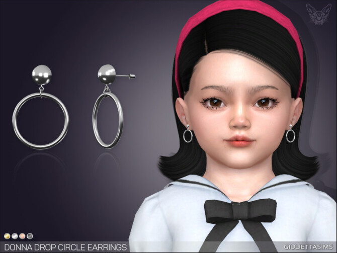 Sims 4 Donna Drop Circle Earrings For Toddlers by feyona at TSR