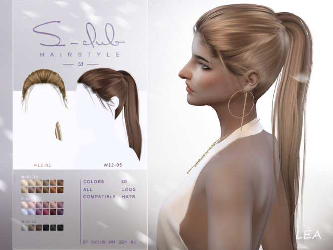 Sims 4 Ponytail hairstyle for female by S Club at TSR