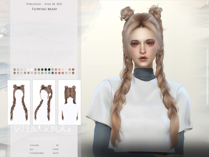 Sims 4 WINGS TO0718 Playful braid hair by wingssims at TSR