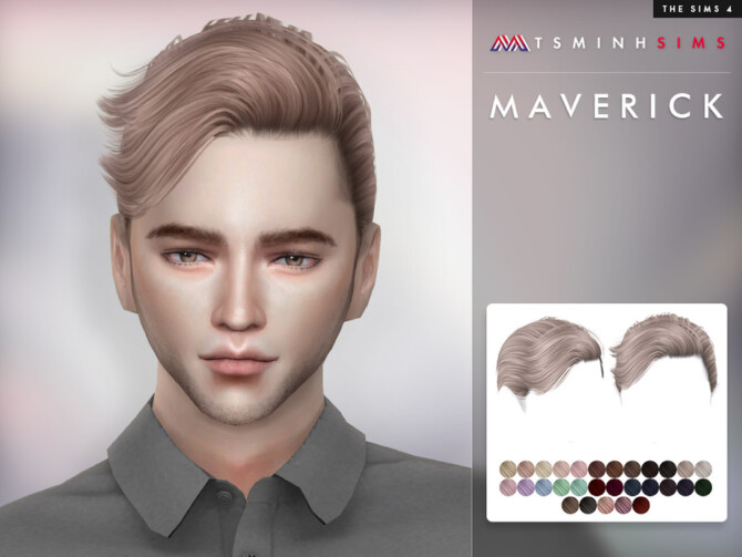 Sims 4 Hair Maverick by TsminhSims at TSR