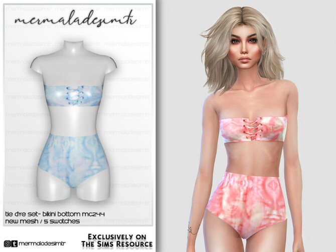Sims 4 Tie Dye Set Bikini Bottom MC244 by mermaladesimtr at TSR