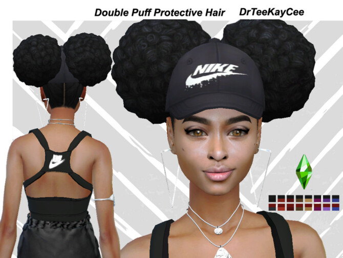 Sims 4 Double Puff Protective Hairstyle by drteekaycee at TSR