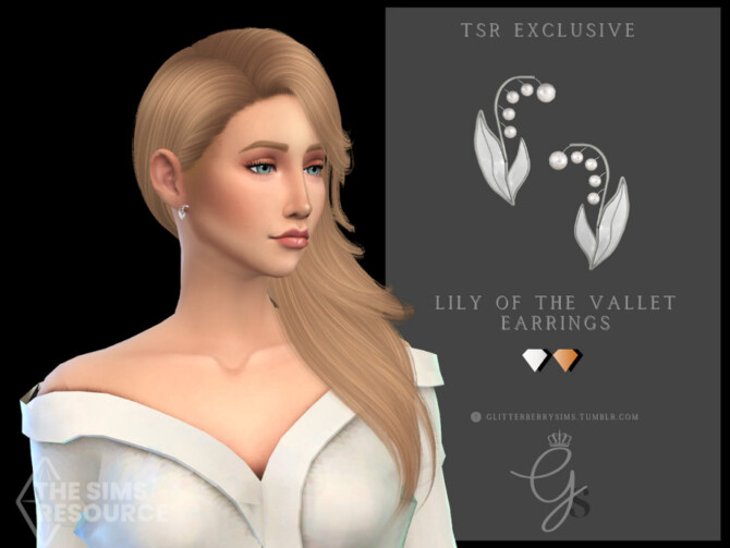 Sims 4 Lily of the Valley Earrings by Glitterberryfly at TSR