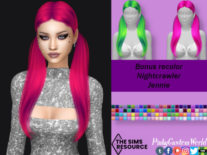 Sims 4 Bonus recolor of Nightcrawlers Jennie hair by PinkyCustomWorld at TSR