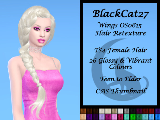 Sims 4 Wings OS0615 Hair Retexture by BlackCat27 at TSR