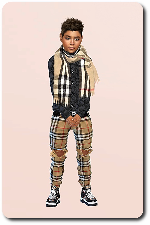 Sims 4 Shirt Set & Scarf for Child Boys at Sims4 Boutique