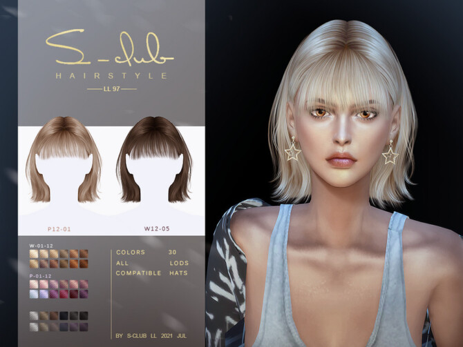 Sims 4 Short bang hairstyle for female by S Club at TSR