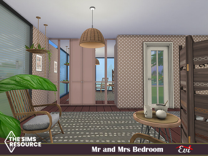 Sims 4 Mr. and Mrs Bedroom by evi at TSR