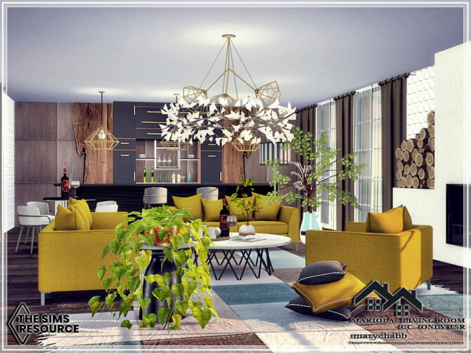 Sims 4 MARIOLA Living Room by marychabb at TSR