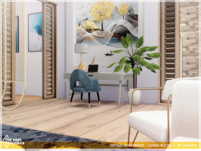 Sims 4 Indigo Apartment Living Room by Lhonna at TSR