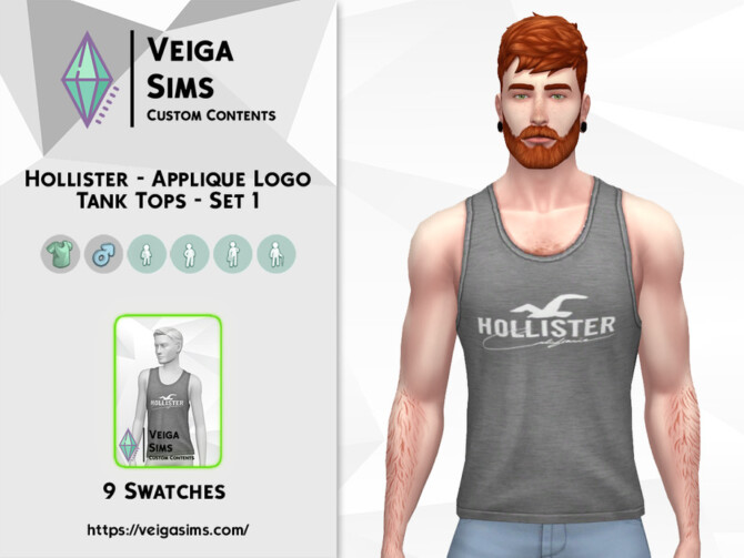 Sims 4 Hollister Applique Logo Tank Tops Set 1 by David Mtv at TSR