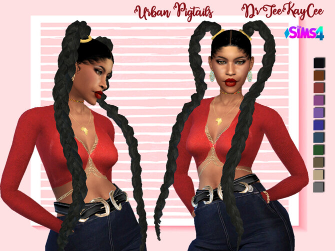 Sims 4 Urban Pigtails by drteekaycee at TSR