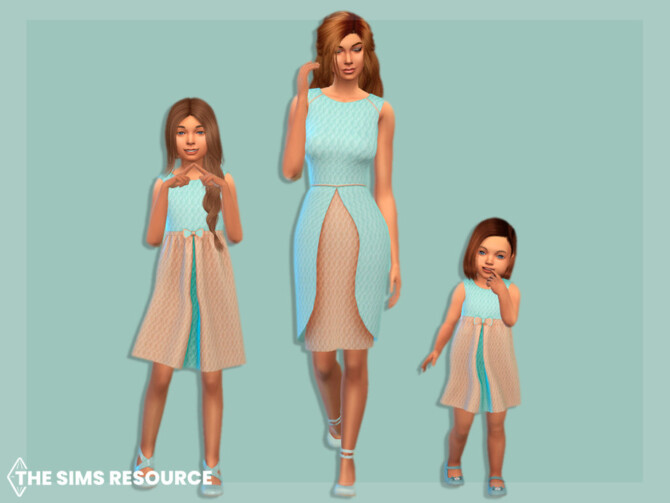 Sims 4 Quilted two tone dress Toddler by MysteriousOo at TSR