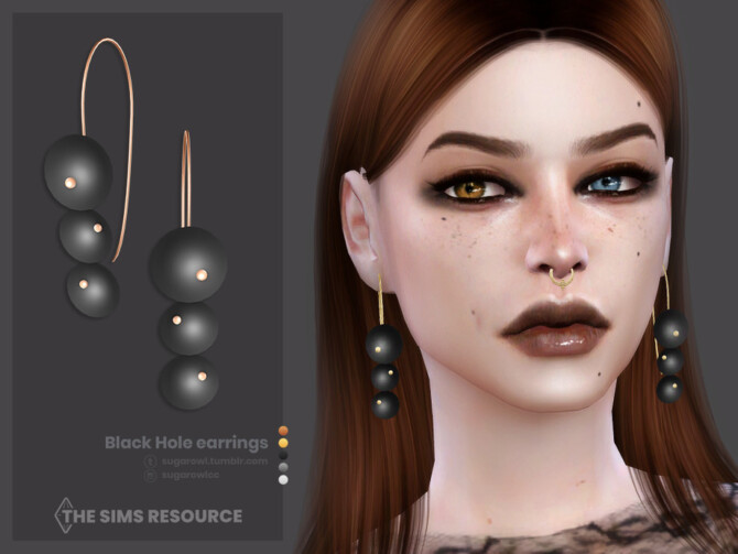 Sims 4 Black Hole earrings V2 by sugar owl at TSR