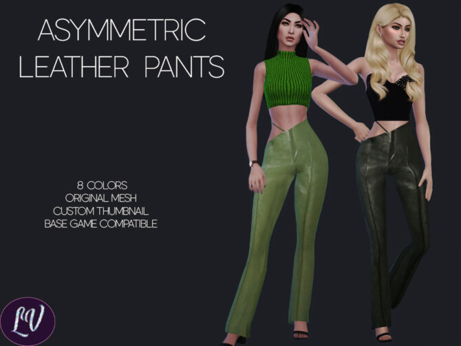 Sims 4 Asymmetric Leather Pants by linavees at TSR