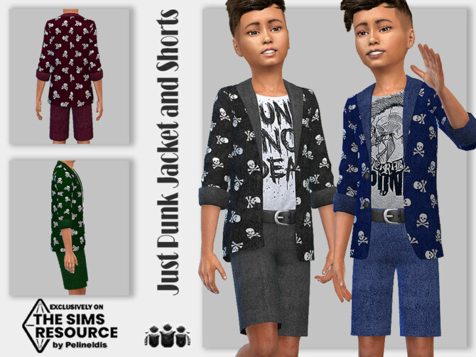 Sims 4 Just Punk Jacket and Shorts by Pelineldis at TSR