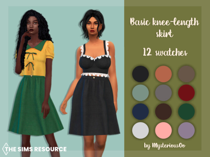 Sims 4 Basic knee length skirt by MysteriousOo at TSR