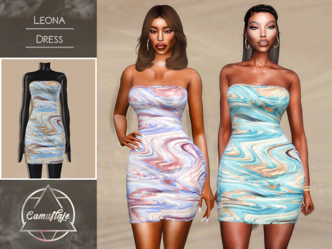 Sims 4 Leona Dress by Camuflaje at TSR