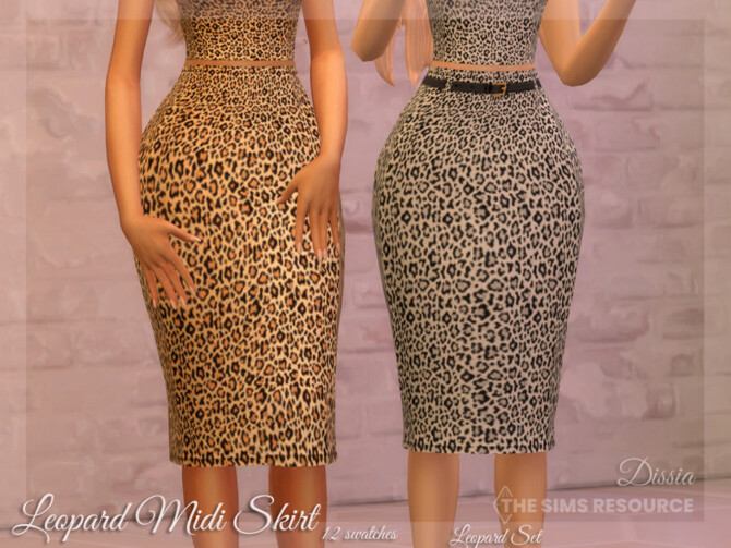 Sims 4 Leopard Midi Skirt by Dissia at TSR