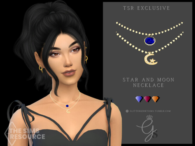 Sims 4 Star and Moon Necklace by Glitterberryfly at TSR