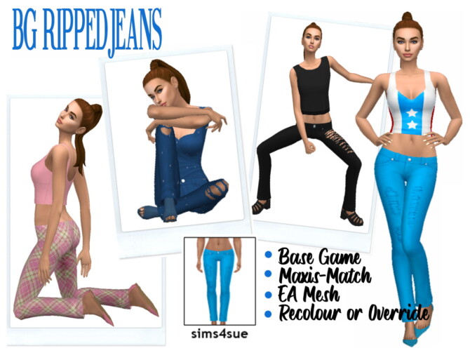Sims 4 BG RIPPED JEANS at Sims4Sue